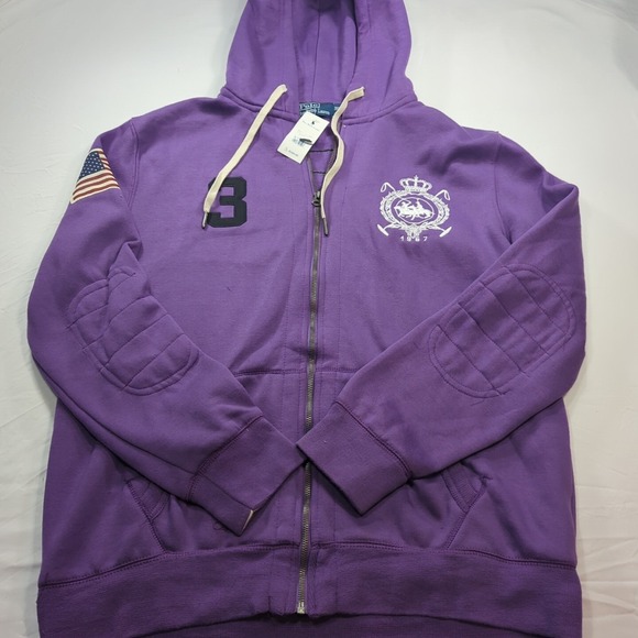 VTG Polo Ralph Lauren‎ Hoodie Patches #3 USA Medium - LargeNWT SEE MEASUREMENT